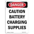 Signmission OSHA Danger, Portrait Battery Charging Supplies, 18in X 12in Aluminum, 12" W, 18" L, Portrait OS-DS-A-1218-V-2079